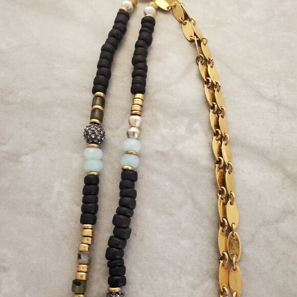 ✨ Stella and Dot Labradorite Artisan Druzy Beaded Stone Pave Rhinestone Pendant - Picture 12 of 14